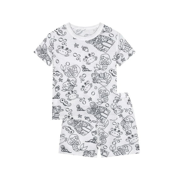 Girls Summer Outfits Kids Diy Hand Painted Homewear Short Sleeve T Shirt Shorts Colouring Pajama Can Play With Girls' Clothing Sets