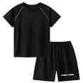 thumbnail image 1 of Girls Summer Outfits Kids Spring Summer Short Sleeve Sports Tshirt Shorts Outfits Daily Girls Summer Clothes Black 18 Months-24 Months, 1 of 2