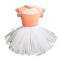 thumbnail image 1 of Girls Summer Outfits Lace Short Sleeve Leotards With Removable Tutu Skirt Ballerina Outfit Dancewear Little Girls Clothes Pink 7 Years-8 Years, 1 of 4