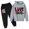 thumbnail image 1 of Girls Summer Outfits Long Sleeve Heart Letter Printed Hoodie Two Pieces Long Pant Set Toddler Girl Clothes Black 4-5 Years, 1 of 3