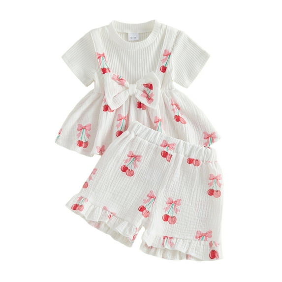 Girls Summer Outfits Romper Shorts Set Floral Summer Outfits 3 Months Cute Baby Clothes Girls Summer Set 1-4 Years,12-18 Months