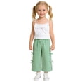 thumbnail image 1 of Girls Summer Outfits Ruffle Sleeve Button Up Dress Tops Plaid Linen Pants Spring Toddler Girl Clothes Print Tank Tops Elastic Shorts Pants Set Cartoon Print 2PCS Set Dailywear Set 2-3 Years, 1 of 6