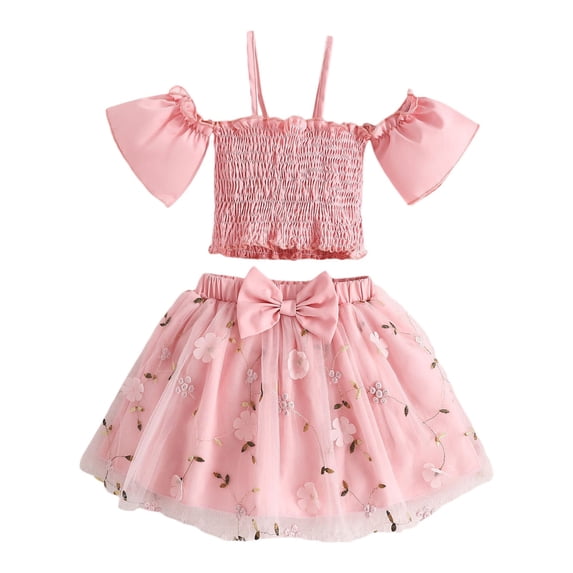 Girls Summer Outfits Solid Color Sleeveless Top Clothes Casual Sport T-Shirt and Shorts Set Clothing Sets Tracksuit Little Girls