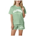 thumbnail image 1 of Girls Summer Outfits Sport T-Shirt and Shorts Set Cute Graphic Clothing Sets Tracksuit Girl Clothes, 1 of 4