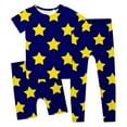 thumbnail image 1 of Girls Summer Outfits Star Print Crewneck Short Sleeve T Shirt Shorts Pajama Three Piece Sleepwear Kids Girls' Clothing Sets, 1 of 5