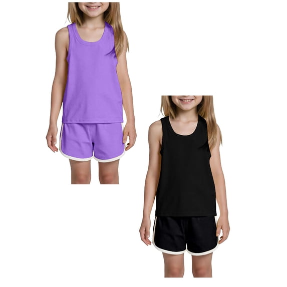 Girls Summer Outfits Tie Knot Tops Elastic Waist Shorts Kids Matching Sets 2025 Fashion Vacation Clothes Summer Outfits for Teens Y2K Casual School Wear
