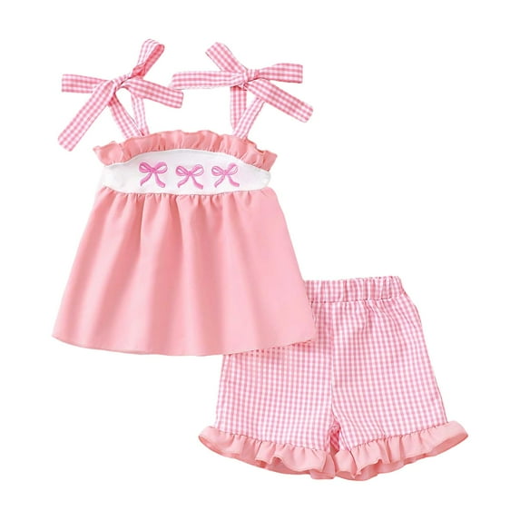 Girls Summer Outfits Two Piece Sets Short Sleeve Tshirts and Shorts Sets Comfortable Kids Clothing 6-14 Years Summer Outfits For Teens Girls Summer Set 1-3 Years,0-6