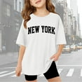 thumbnail image 1 of Girls Summer Oversized Short Sleeve T Shirts Casual Crewneck Basic Tees for Children Kids, 13-14 Years, White, 1 of 5