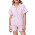 thumbnail image 1 of Girls Summer Pajamas Set Short Sleeve Button Down Shirt Top With Shorts Pajamas Two Piece Outfit Printed Comfy Nightwear, 1 of 4