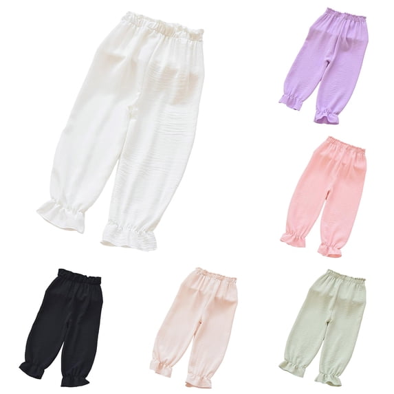 Girls Summer Pants Toddler Casual Wide Leg Loose Fit Breathable Lightweight Comfortable Beach School Party Outfit Basic Solid Athletic Leggings Girl Floral Pants for 12 Month Girl Sweatpants for Kids