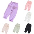 thumbnail image 1 of Girls Summer Pants Toddler Casual Wide Leg Loose Fit Breathable Lightweight Comfortable Beach School Party Outfit Basic Solid Athletic Leggings Girl Floral Pants for 12 Month Girl Sweatpants for Kids, 1 of 4