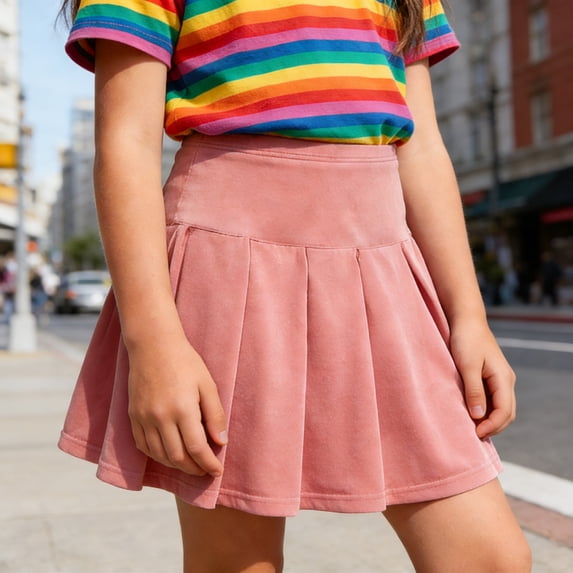 Girls Summer Pink Skirt Casual Pleated Tennis Skirt for Kids A Line Skirt Comfortable School Outdoor Skirt 13-14 Years