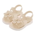 thumbnail image 1 of Girls Summer Sandals with Flower Rhinestone Adjustable Hook and Loop Strap PVC Non-Slip Outsole Kids Little Kid Beach Sandals Beige,Size 10, 1 of 5