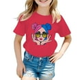thumbnail image 1 of Girls Summer Shirts Size 14-16 Casual Trendy Dinosaur Print Crewneck Tie-Dye Short Sleeve Shirts for Girls Kids T-Shirts Tees Summer Tops,140,Hot Pink, 1 of 5