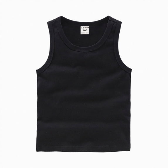 Girls Summer Shirts Sleeveless Vest Tank Top Solid Color Toddler Girl Clothes Sports Casual Black 6-7 Years