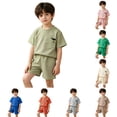 thumbnail image 1 of Girls Summer Short Sleeve Knit Outfit Two Piece Casual Sporty Tracksuit for Toddler Kids Lightweight Breathable Fashion Ensemble Baby Room Ideas 12-18 Months, 1 of 9