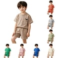 thumbnail image 1 of Girls Summer Short Sleeve Knit Outfit Two Piece Casual Sporty Tracksuit for Toddler Kids Lightweight Breathable Fashion Ensemble Baby Room Ideas 5-6 Years, 1 of 5