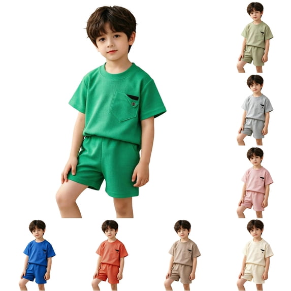 Girls Summer Short Sleeve Knit Outfit Two Piece Casual Sporty Tracksuit for Toddler Kids Lightweight Breathable Fashion Ensemble Girls Sweat Outfits 7-8 Years