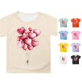 thumbnail image 1 of Girls Summer Short Sleeve T Shirt Cute Cartoon Heart Balloon Print Casual Top For Children Kids Summer Tops Crewneck Tees, 1 of 4