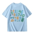 thumbnail image 1 of Girls Summer Short Sleeve T Shirt Cute Number Print Casual Top for Children Playful Graphic Tee Soft Daily Crew Neck Unisex Sky Blue 13 Years-14 Years, 1 of 4