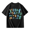 thumbnail image 1 of Girls Summer Short Sleeve T Shirt Cute Number Print Casual Top for Children Playful Graphic Tee Soft Daily Crew Neck Unisex Black 3 Years-4 Years, 1 of 4