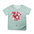 thumbnail image 1 of Girls Summer Short Sleeve T-Shirt with Adorable Cartoon Heart Balloon Print Casual Top for Kids Tween Kids Summer Soft Comfy Cute Teen Basic Tees, 1 of 4