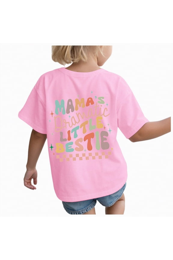 Girls Summer Short Sleeve T-Shirts Kids Crew Neck Basic Graphic Casual Trendy 24 Months 2t 3t 4t 5t 6t 7t Daily Wear Tops Gibobby,2-3 Years,Pink