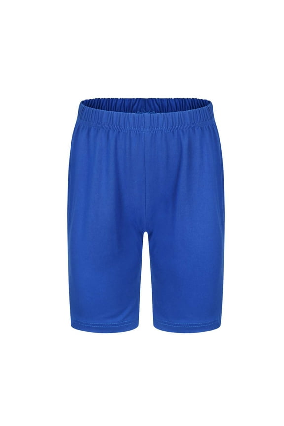 Girls' Summer Shorts Clearance Elastic High Waist Solid Color Sports Shorts Loose Fit Comfy Beach Running Shorts for Kids,Blue,2-3 Years