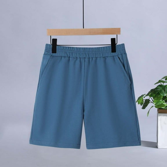 Girls Summer Shorts Elastic Waist Knee Length Shorts Solid Athletic Wide Leg Short Pants Casual Pants with Pockets