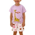thumbnail image 1 of Girls Summer Shorts Set 2 Piece Cotton Clothes Outfits Cute Short Sleeve T-shirt & Shorts Sets Pink 1-2Years, 1 of 6