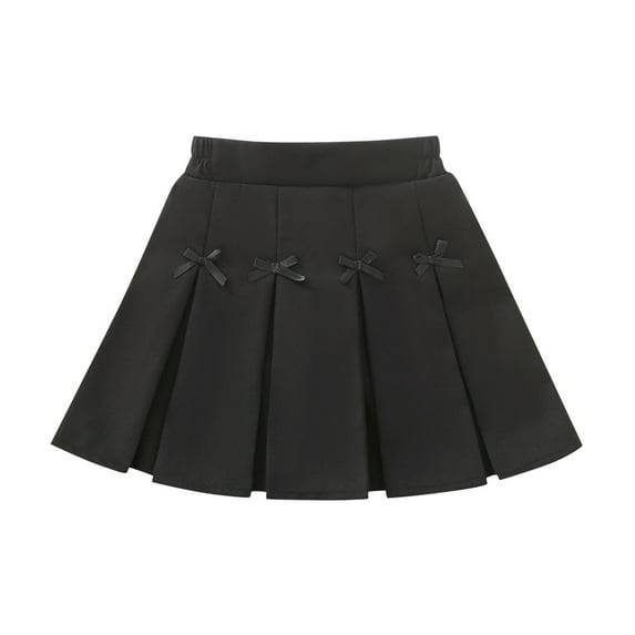 Girls Summer Skirt Clearance Girls High Waist Pleated Skirt Plain A-Line Mini Skirt School Uniform Skirts Lining Shorts New Black 8 Years