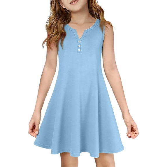Girls Summer Sleeveless Dress Kid Princess Flower Beach Sundress for Girls Size 7-8