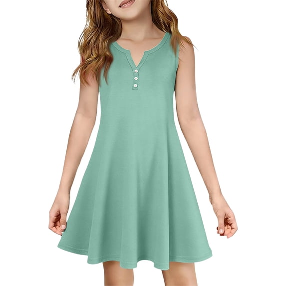 Girls Summer Sleeveless Dress Kid Princess Flower Beach Sundress for Girls Size 7-8