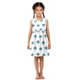 thumbnail image 1 of Girls' Summer Sleeveless Dress Soft Cotton A-Line Dress Teal Palm Tree Pattern 2T, 1 of 7