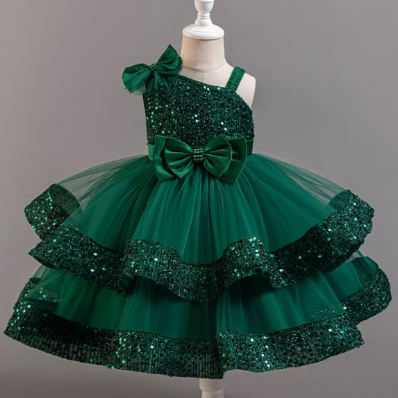 Girls Summer Sleeveless Dress with Ruffled Lace Embroidery and Bow Detail