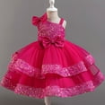 thumbnail image 1 of Girls Summer Sleeveless Dress with Ruffled Lace Embroidery and Bow Detail, 1 of 3