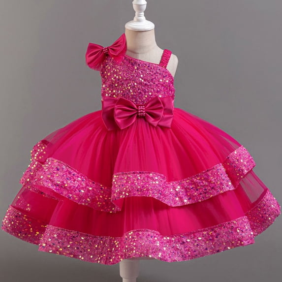 Girls Summer Sleeveless Dress with Ruffled Lace Embroidery and Bow Detail