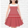 thumbnail image 1 of Girls Summer Sleeveless Dresses Casual Crew Neck Stripe Printed A Line Dress Twirly Skater School Recital Dress, 1 of 3