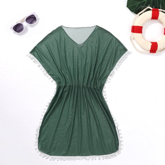 Girls Summer Swimsuits Cover-ups, 7-14 Teen Girl Beach Bikini Coverup Swimwear Wraps, Size 7-14 Years