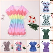 Girls Summer Swimsuits Cover-ups, 7-14 Teen Girl Beach Bikini Coverup Swimwear Wraps, Size 7-14 Years