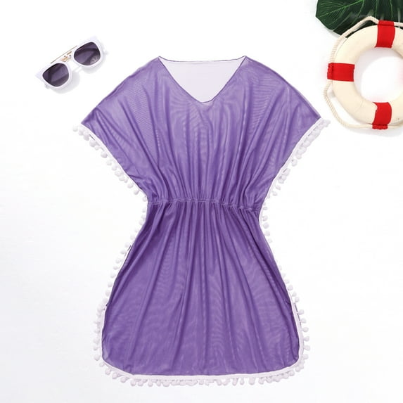 Girls Summer Swimsuits Cover-ups, 7-14 Teen Girl Beach Bikini Coverup Swimwear Wraps, Size 7-14 Years