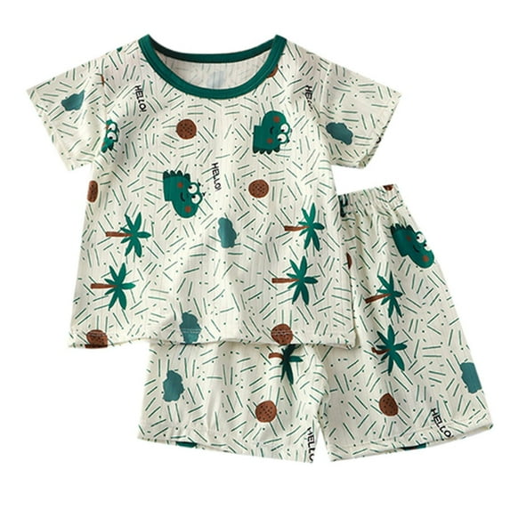 Youmylove Girls Summer T-Shirt And Shorts Set Toddler Kids Boys Sleepwear Short Sleeve T Shirt And Shorts Soft Cute Pajamas Set 2Pcs Girl's Thin Style Outfits Shorts Outfit Set to Big Kid