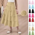 thumbnail image 1 of Girls' Summer Tiered Maxi Skirt - Solid Color Elastic Waist Bow Detail Flowy Long Skirt for Kids 4-15 Years, 1 of 9