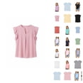 thumbnail image 1 of Girls Summer Top With Collar And Ruffled Pure Color Casual Tee For Toddler And Kids Fashion Apparel, 1 of 7