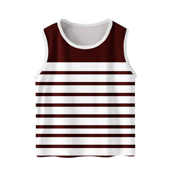 Girls Summer Tops Kids Crewneck Tank Tops Cute Striped Printed Sleeveless Shirt Blouse 3-15 Years