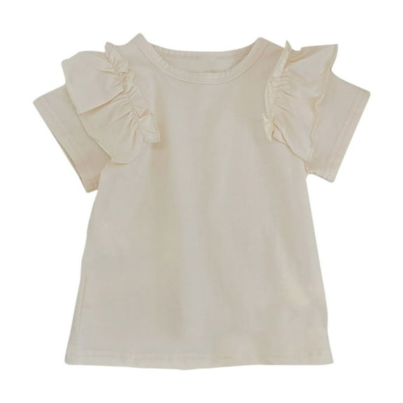 Girls Summer Tops Kids Summer Short Sleeve Round Neck Solid Color Casual Going Toddler Boy Shirts,Size 3 Years-4 Years