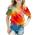 thumbnail image 1 of Girls Summer Tops Size 6 Floral Print T Shirt Top Kids Relaxed Fit Back To School Clothes for Teens Graduation Casual Summer Tops, 1 of 4