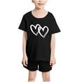 thumbnail image 1 of Girls Summer Tops Size 7/8 Loose Fit Graphic Tees Short Sleeve Cotton Heart Cute Blouses Casual Going Out Outfits, Black, 6 Years, 1 of 5