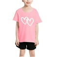 thumbnail image 1 of Girls Summer Tops Size 7/8 Loose Fit Graphic Tees Short Sleeve Cotton Heart Cute Blouses Casual Going Out Outfits, Pink, 10 Years, 1 of 5