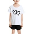 thumbnail image 1 of Girls Summer Tops Size 7/8 Loose Fit Graphic Tees Short Sleeve Cotton Heart Cute Blouses Casual Going Out Outfits, White, 12 Years, 1 of 5
